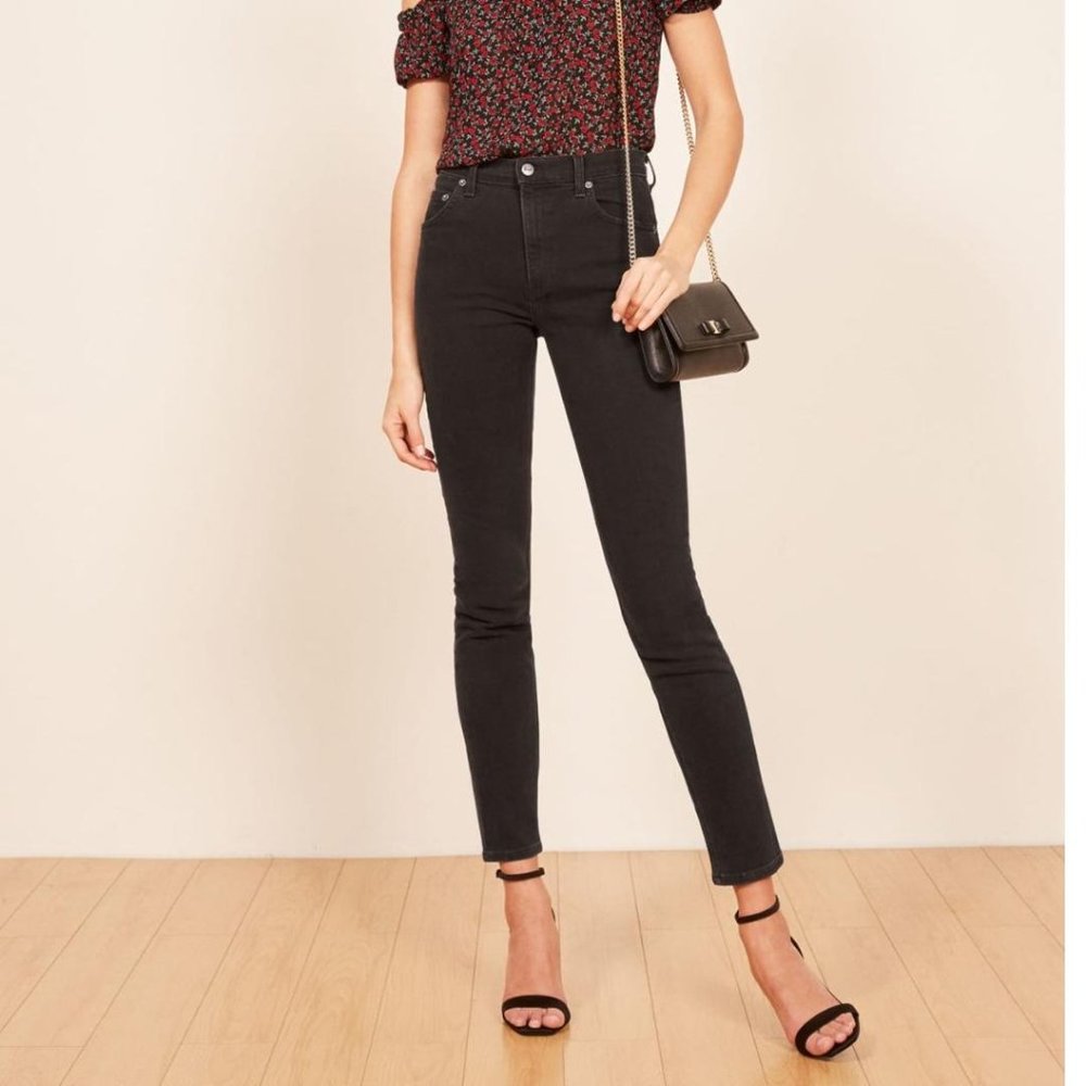 REFORMATION Hepburn Black Skinny Jeans size 25